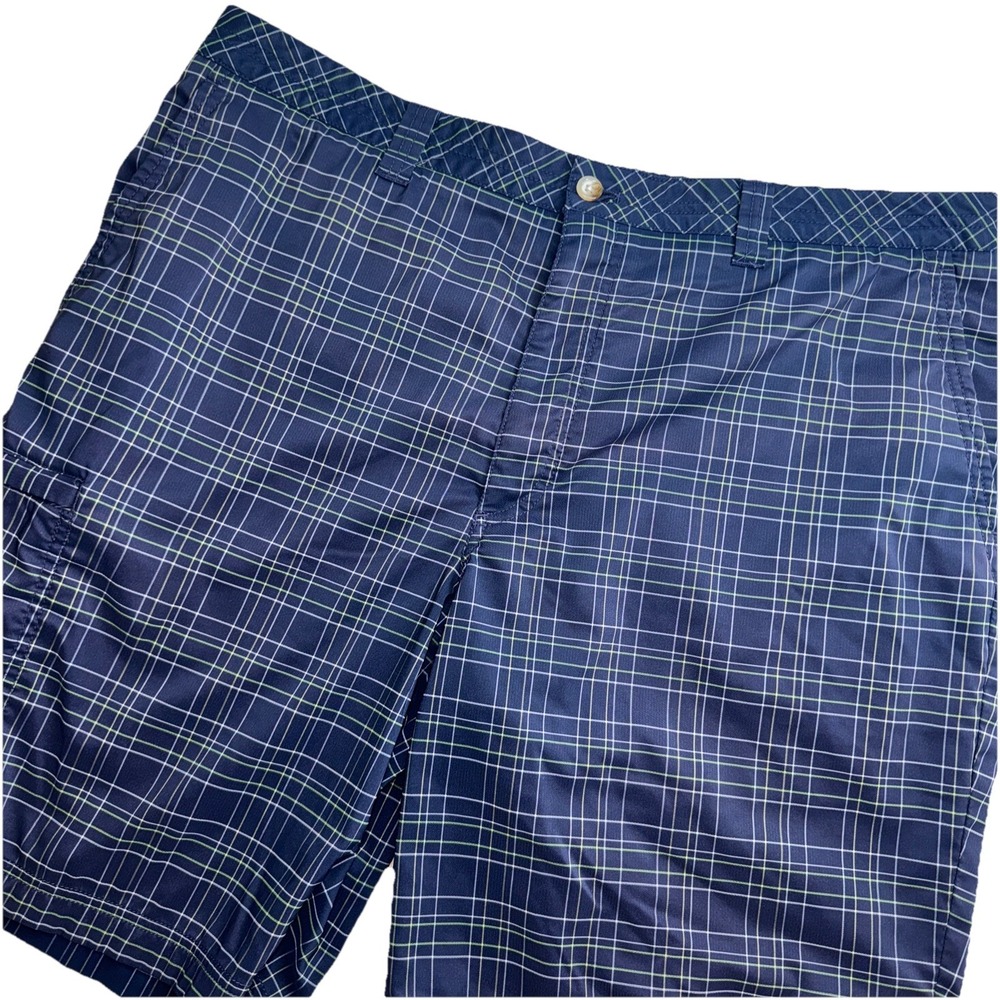 Zero Restriction Tour Series‎ Golf Shorts Men 38 Navy Blue Plaid Stretch Pockets